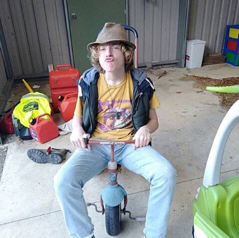 Finn Darby riding a bicycle